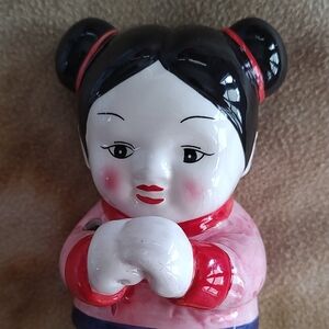 Chinese Lucky Girl Vintage Ceramic Planter Vase